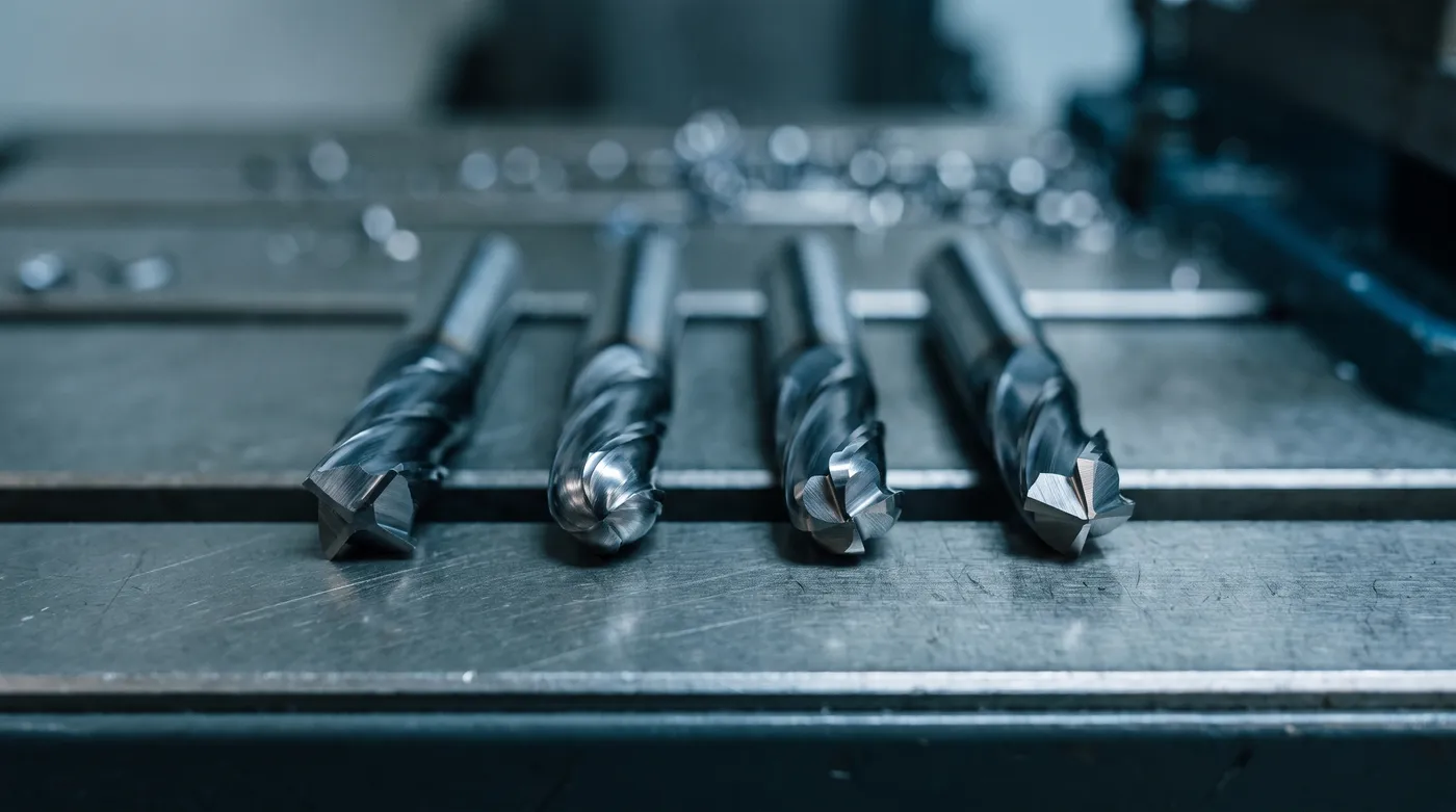 Tipos de fresas de carburo o endmills: plana, bola, radio y chaflán para CNC